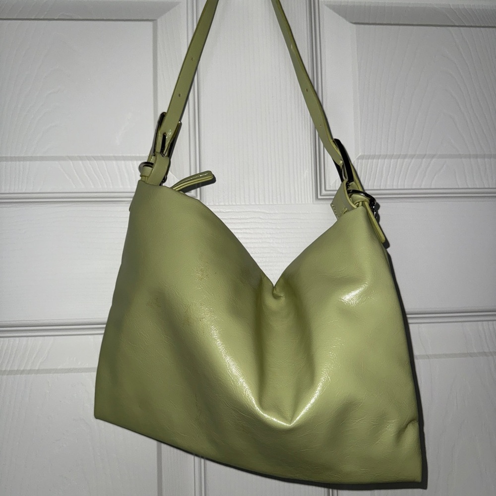 Mango Olive Green Shoulder Bag with Silver Chain - Picture 3 of 6